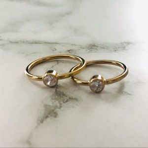 Gold Filled CZ Bezel Ring (Thicker Band)